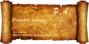 Psenkó Anina névjegykártya